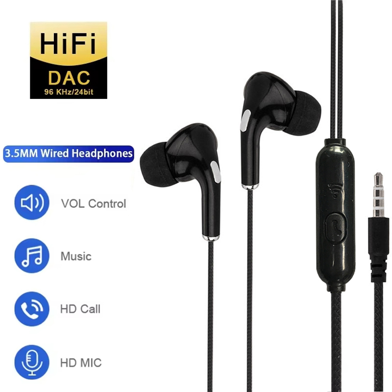Wired Earphone Mic - Auriculares deportivos con cable de 3,5